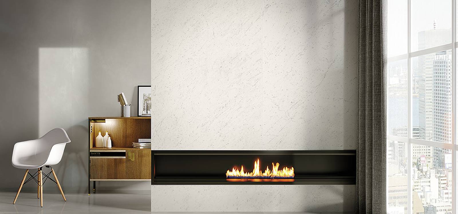 Imagen de ambiente , realizada con baldosas de la colección: ROMA – BLANCO