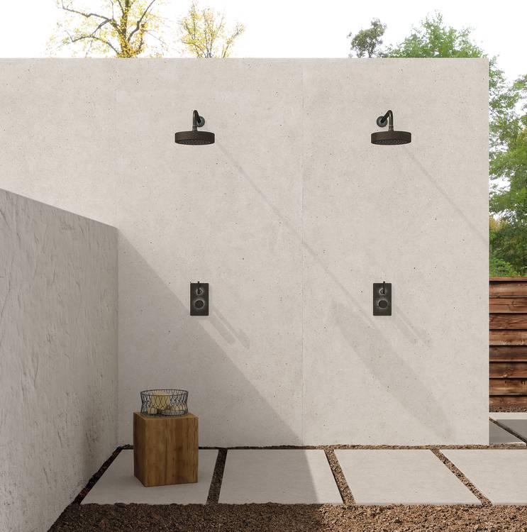 Room view Outdoor, created with tiles from the collection: MATERIA PURA porcelain tiles – White