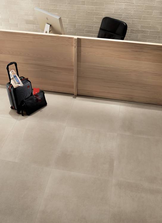 Imagen de ambiente , realizada con baldosas de la colección: MAKU – BEIGE