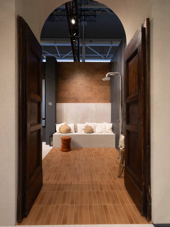 Imagen de ambiente , realizada con baldosas de la colección: OXIDE – 