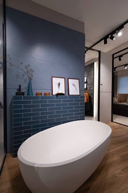 Imagen de ambiente , realizada con baldosas de la colección: COLOR LINE – Blu