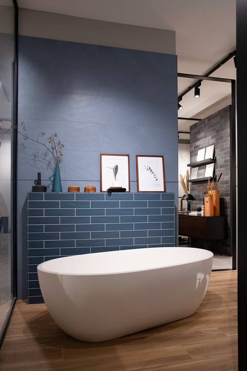 Imagen de ambiente , realizada con baldosas de la colección: COLOR LINE – Blu