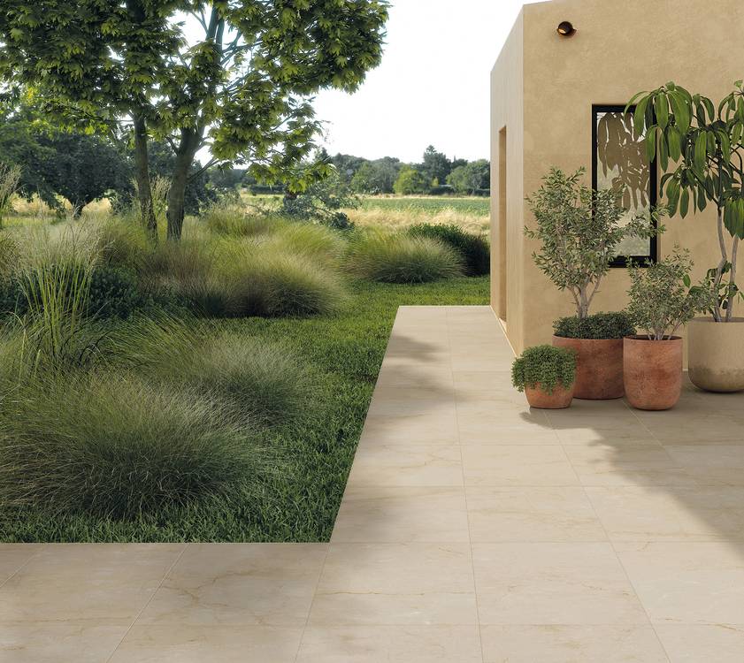 Room view Outdoor, created with tiles from the collection: DESERT – Beige
