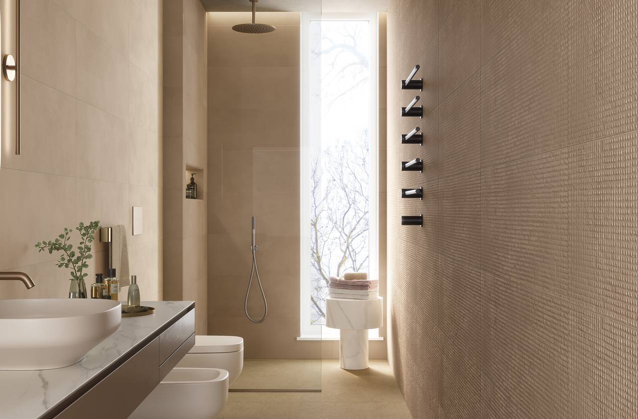 Room view Bathroom, created with tiles from the collection: OLTRE IL COLORE – Grey