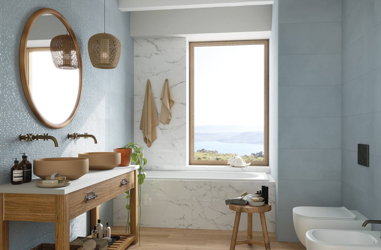 Room view Bathroom, created with tiles from the collection: OLTRE IL COLORE – Other, White, Beige