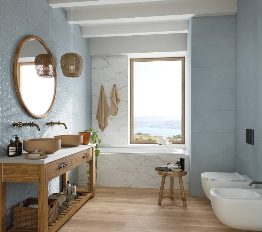 Room view Bathroom, created with tiles from the collection: OLTRE IL COLORE – Other, White, Beige