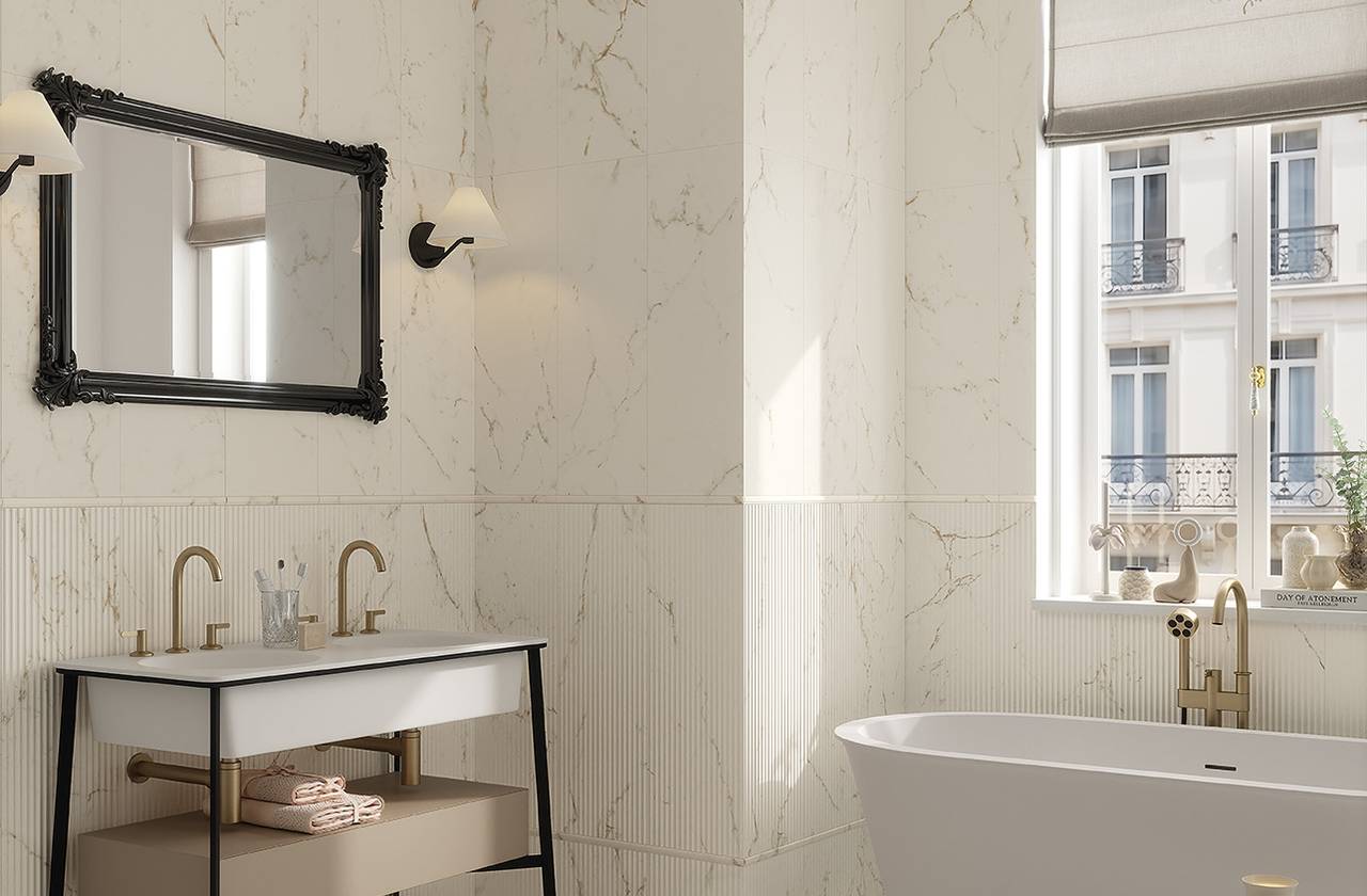 Room view Bathroom, created with tiles from the collection: OLTRE IL MARMO – White