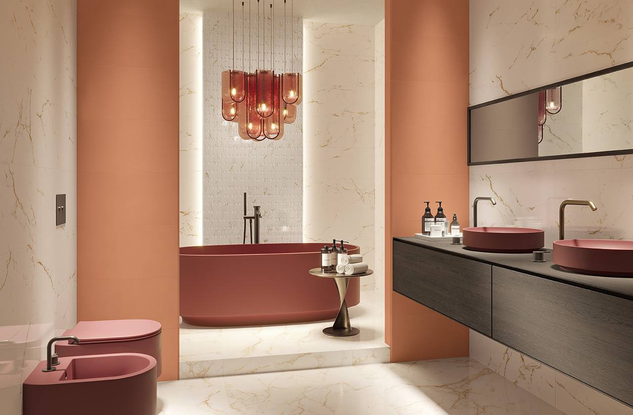 Room view Bathroom, created with tiles from the collection: OLTRE IL MARMO – White, Other