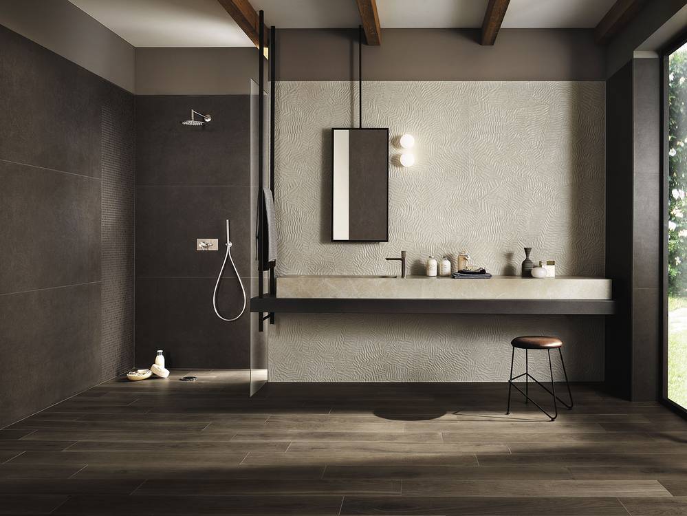 Imagen de ambiente Baño, realizada con baldosas de la colección: BLOOM – BROWN, BEIGE