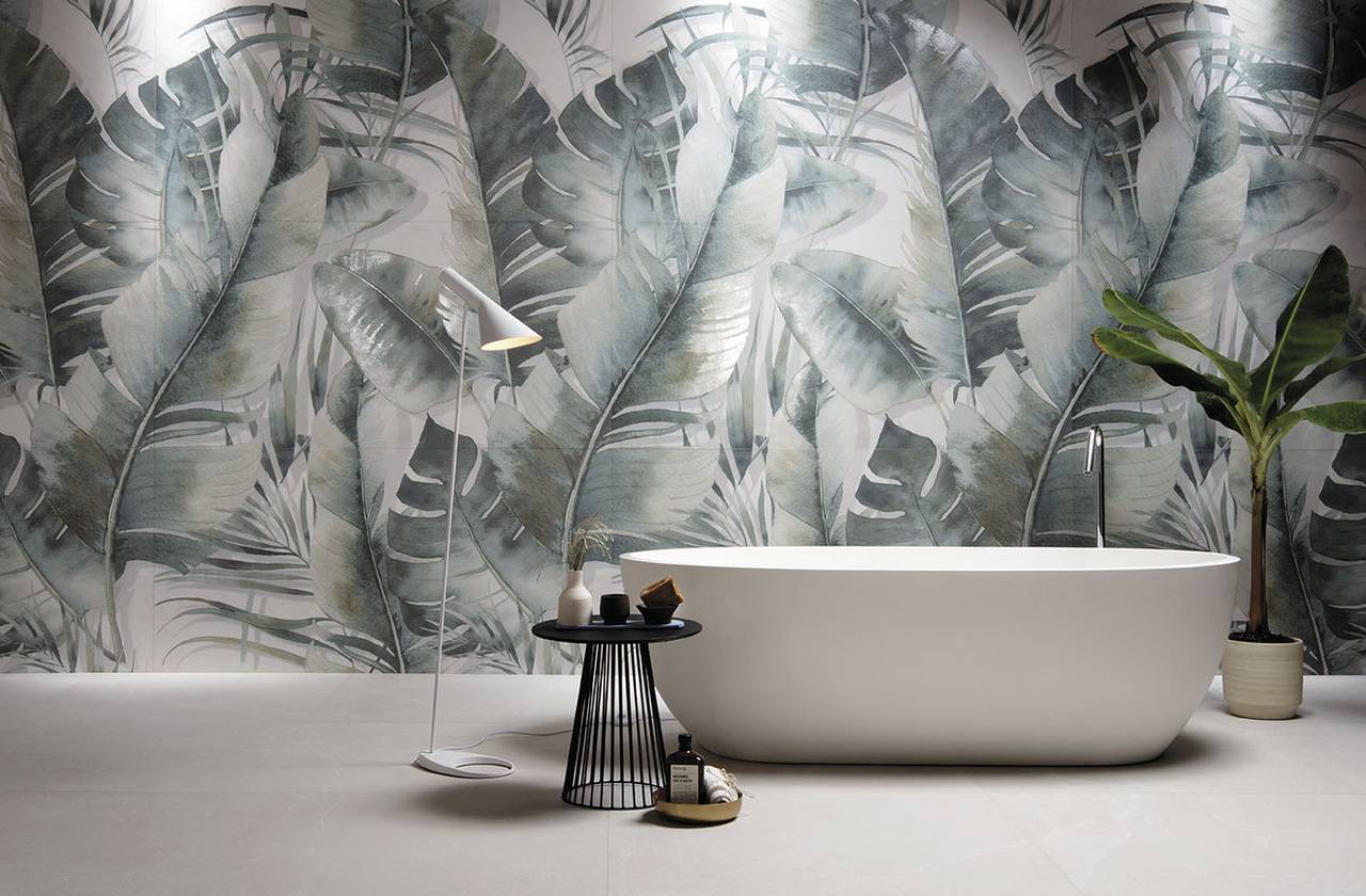 Room view Bathroom, created with tiles from the collection: BLOOM – Green, White