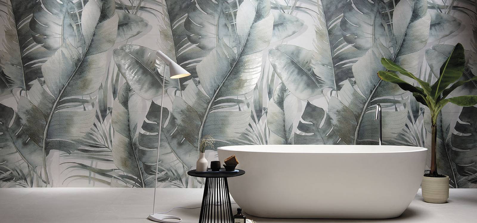 Room view Bathroom, created with tiles from the collection: BLOOM – Green, White