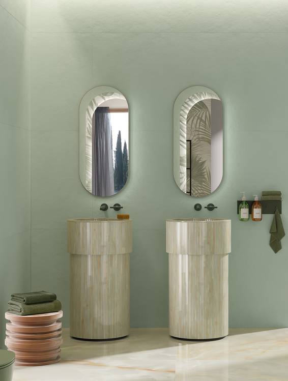 Imagen de ambiente , realizada con baldosas de la colección: BLOOM – Verde