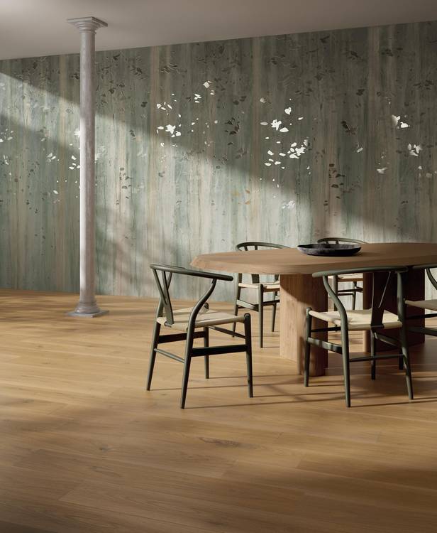 Room view House, created with tiles from the collection: FAP MAXXI 120x278 – Green, Beige