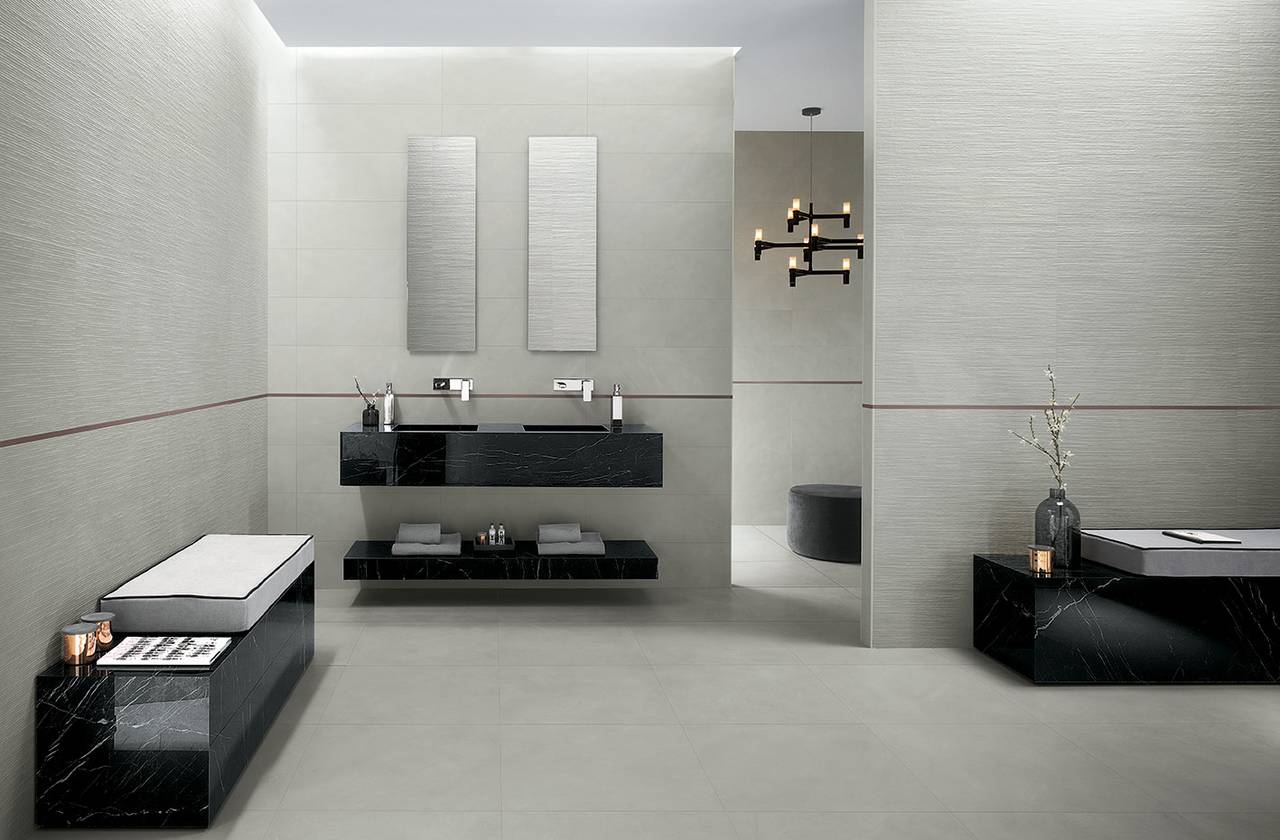 Room view Bathroom, created with tiles from the collection: COLOR LINE – Grey