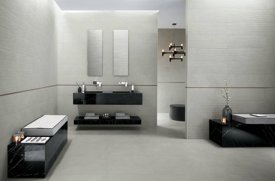 Imagen de ambiente Baño, realizada con baldosas de la colección: COLOR LINE – GRIS