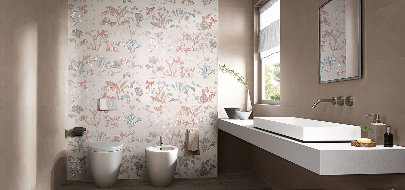 Imagen de ambiente Baño, realizada con baldosas de la colección: DECO&MORE – BLANCO, GRIS