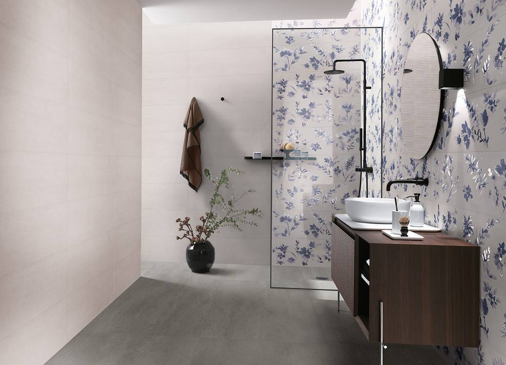 Imagen de ambiente Baño, realizada con baldosas de la colección: DECO&MORE – BLANCO