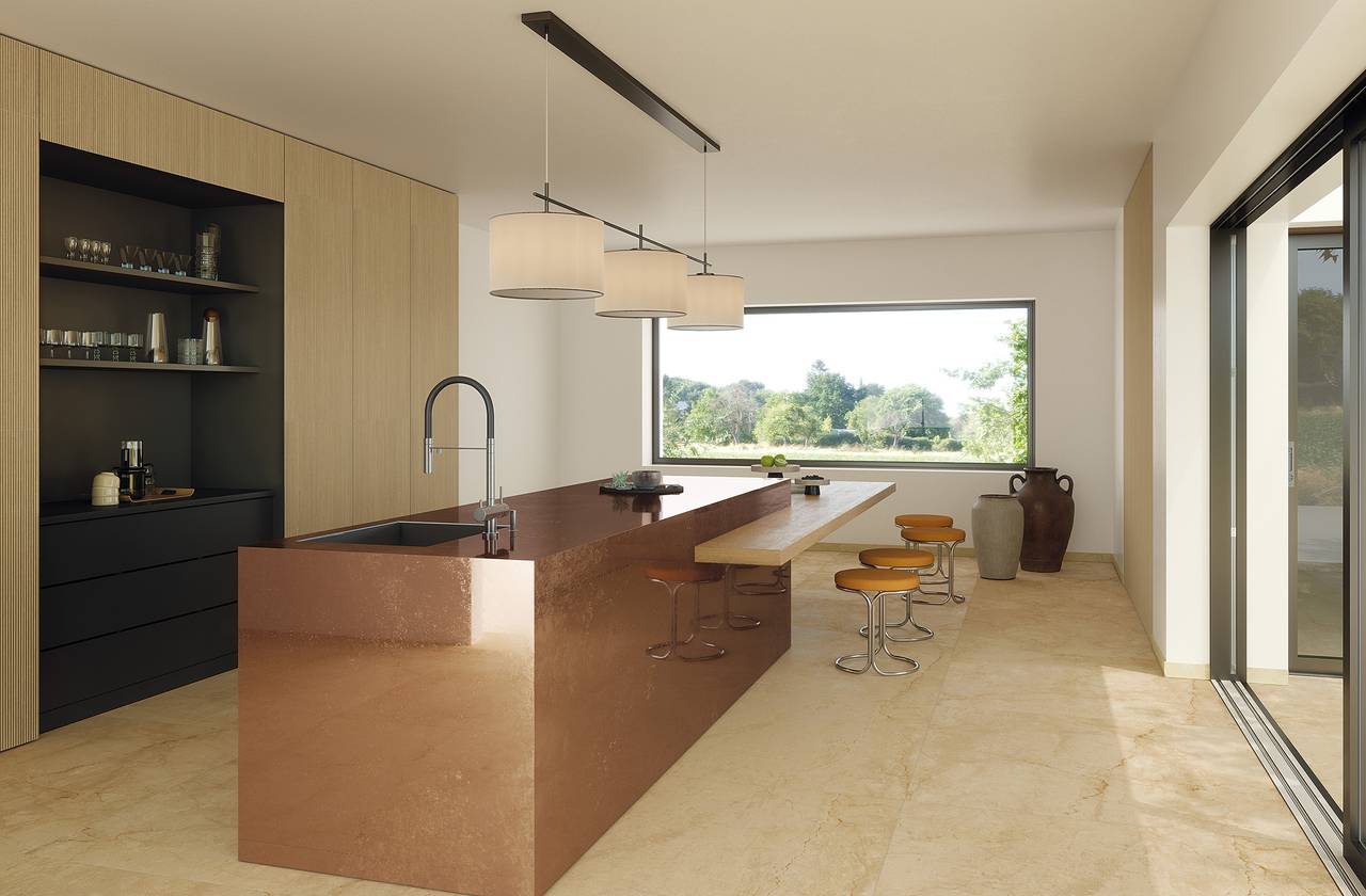 Room view Kitchen, created with tiles from the collection: DESERT – Brown, Beige