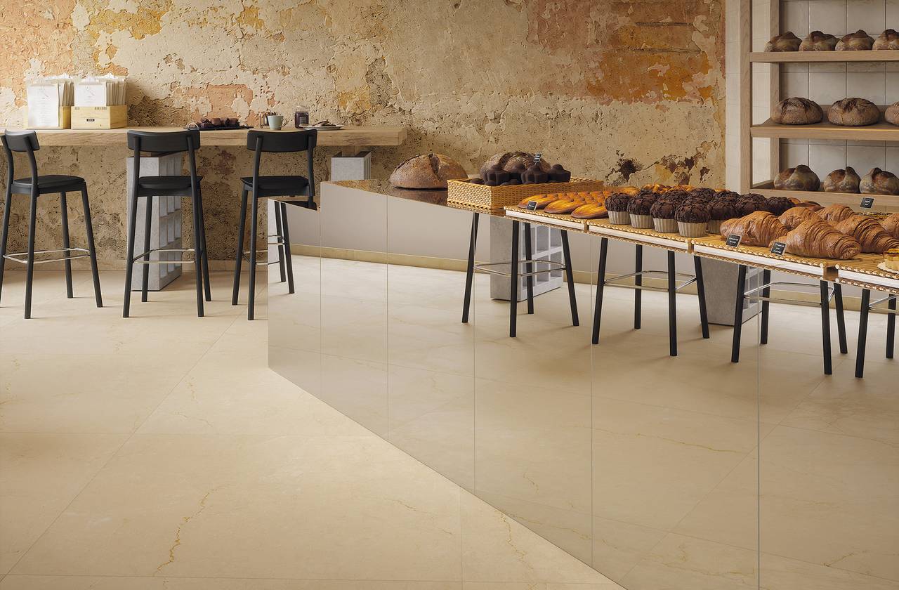 Room view Contract, created with tiles from the collection: DESERT – Beige