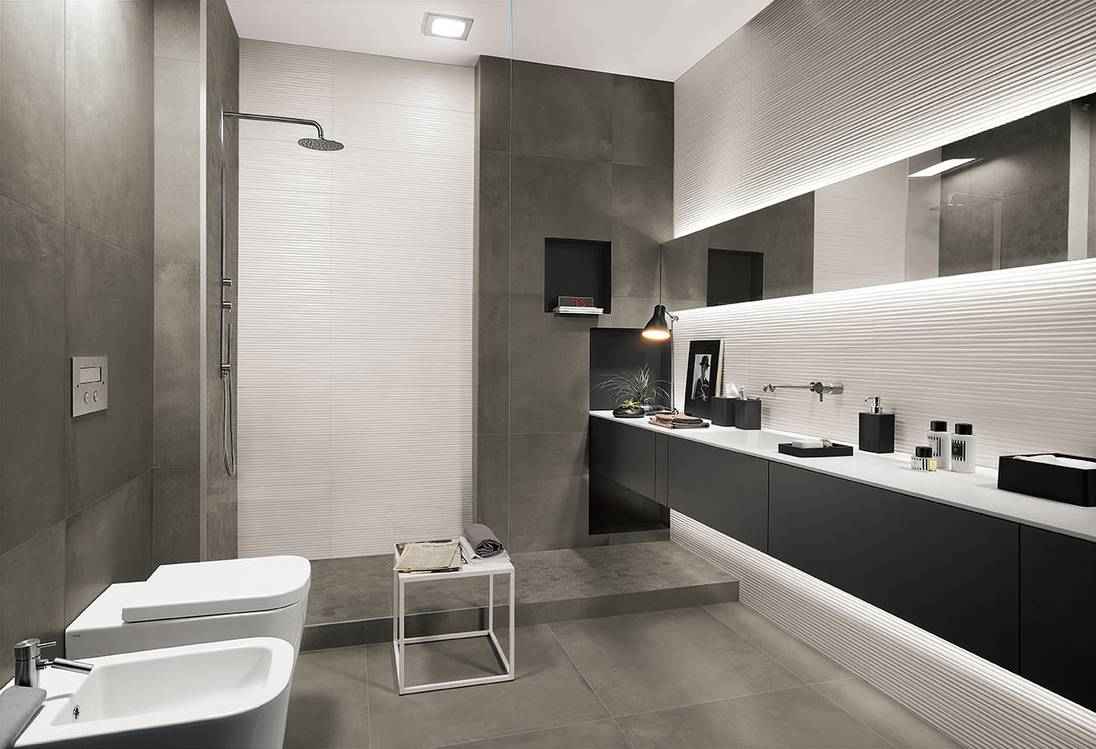 Imagen de ambiente Baño, realizada con baldosas de la colección: LUMINA 25x75 – BLANCO