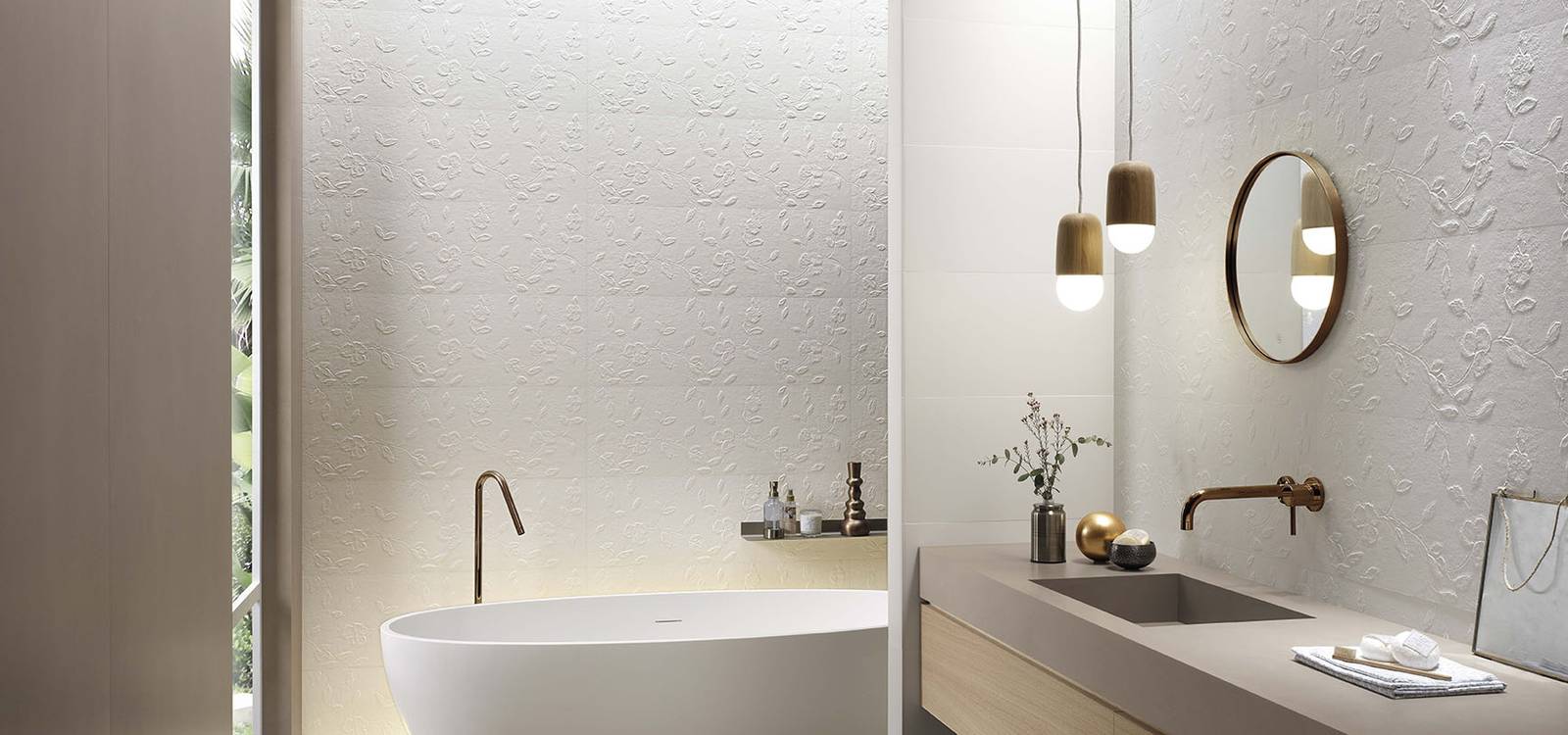 Imagen de ambiente Baño, realizada con baldosas de la colección: LUMINA 30,5X91,5 – BLANCO