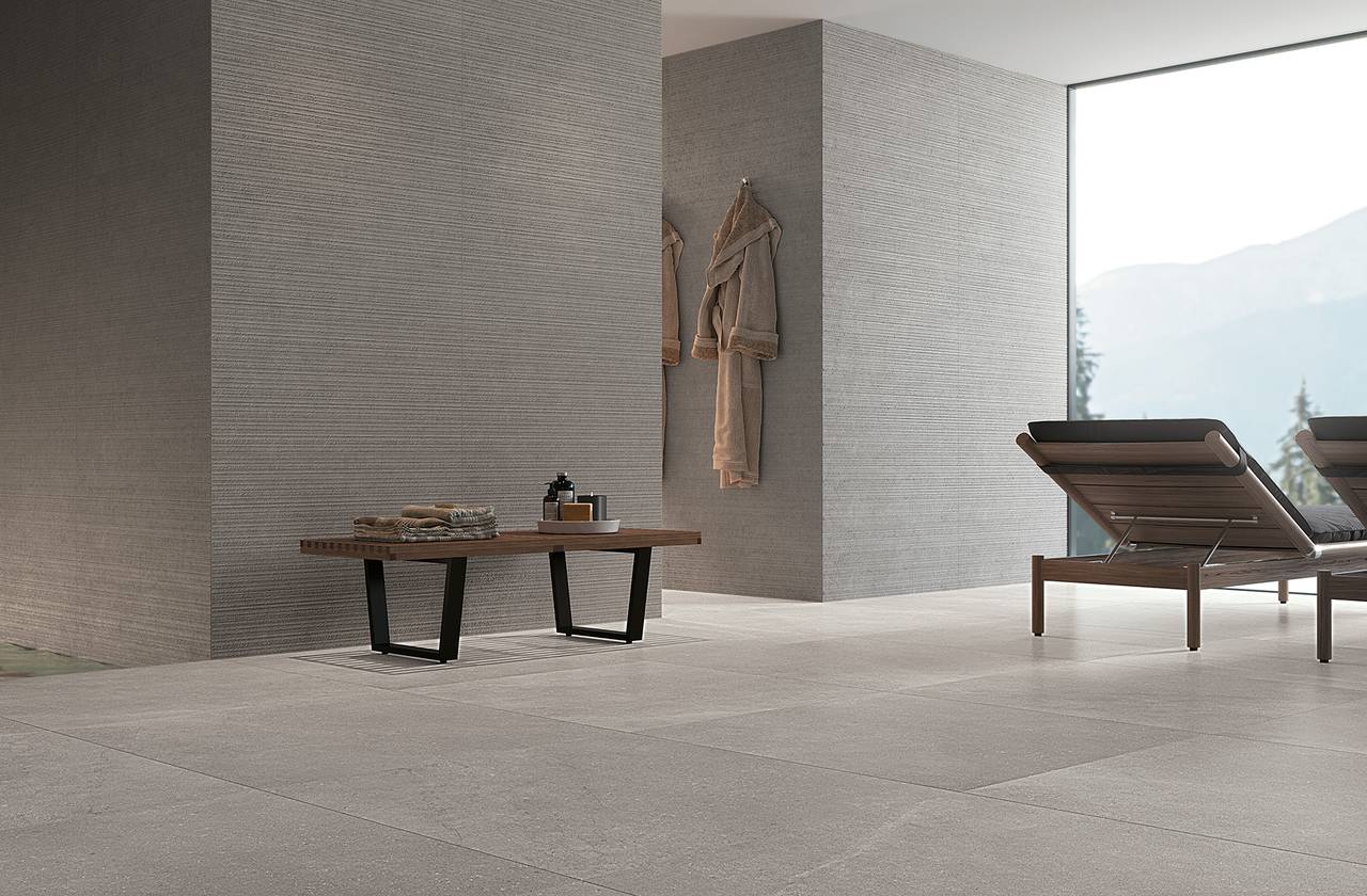 Интерьер контракт, оформленный плиткой из коллекции: LUMINA STONE – СЕРЫЙ