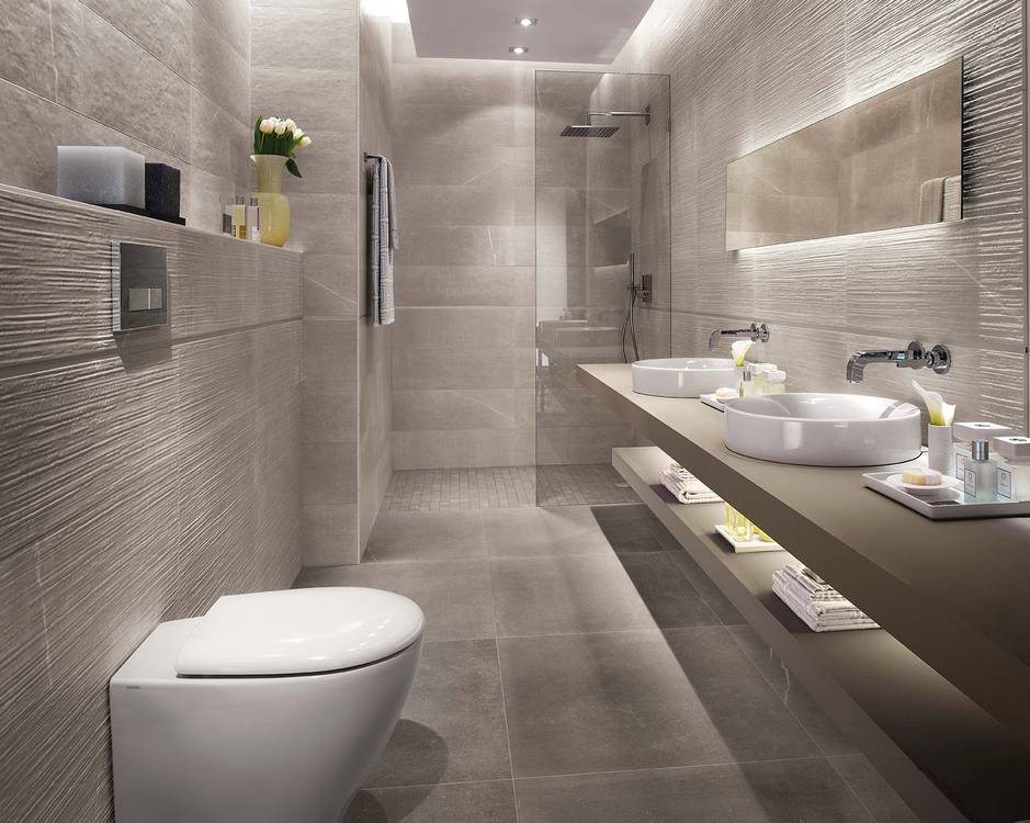 Imagen de ambiente Baño, realizada con baldosas de la colección: MAKU – GRIS