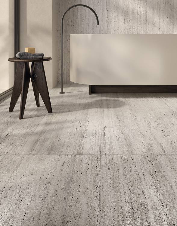 Imagen de ambiente , realizada con baldosas de la colección: MATERIA – BLANCO