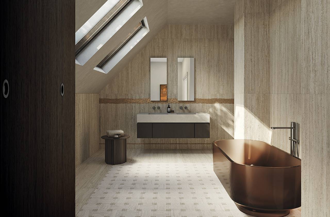 Room view Bathroom, created with tiles from the collection: MATERIA CLASSICA – Beige
