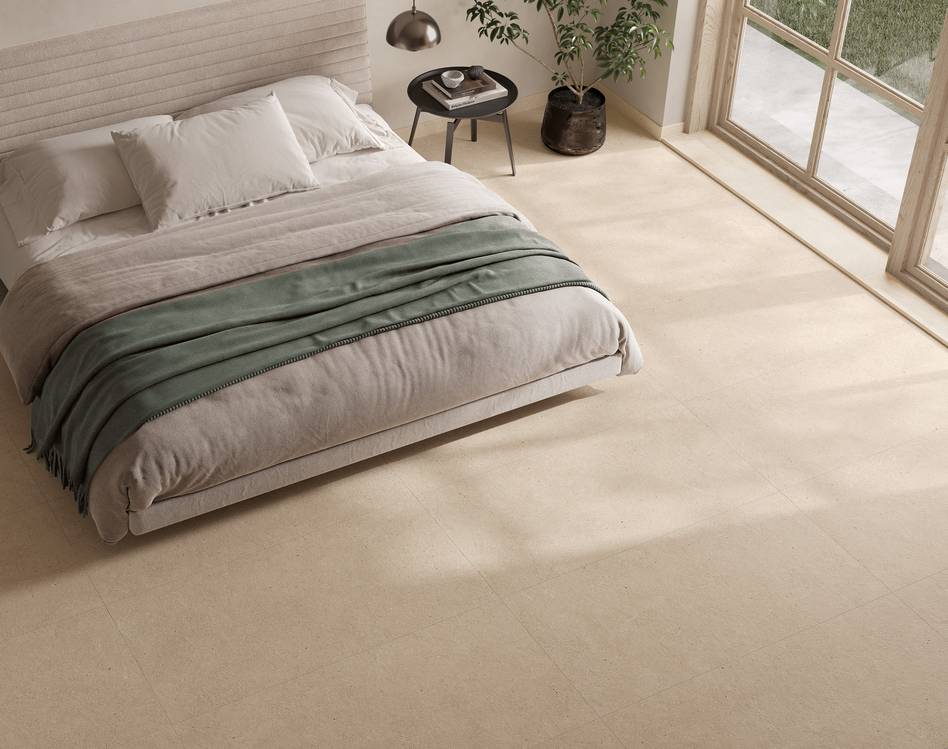 Room view House, created with tiles from the collection: MATERIA PURA porcelain tiles – Beige