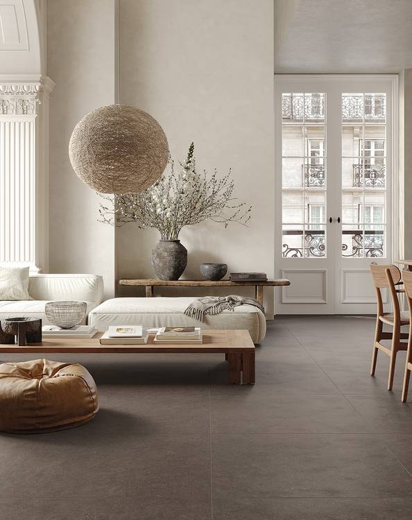 Imagen de ambiente , realizada con baldosas de la colección: MATERIA – BROWN