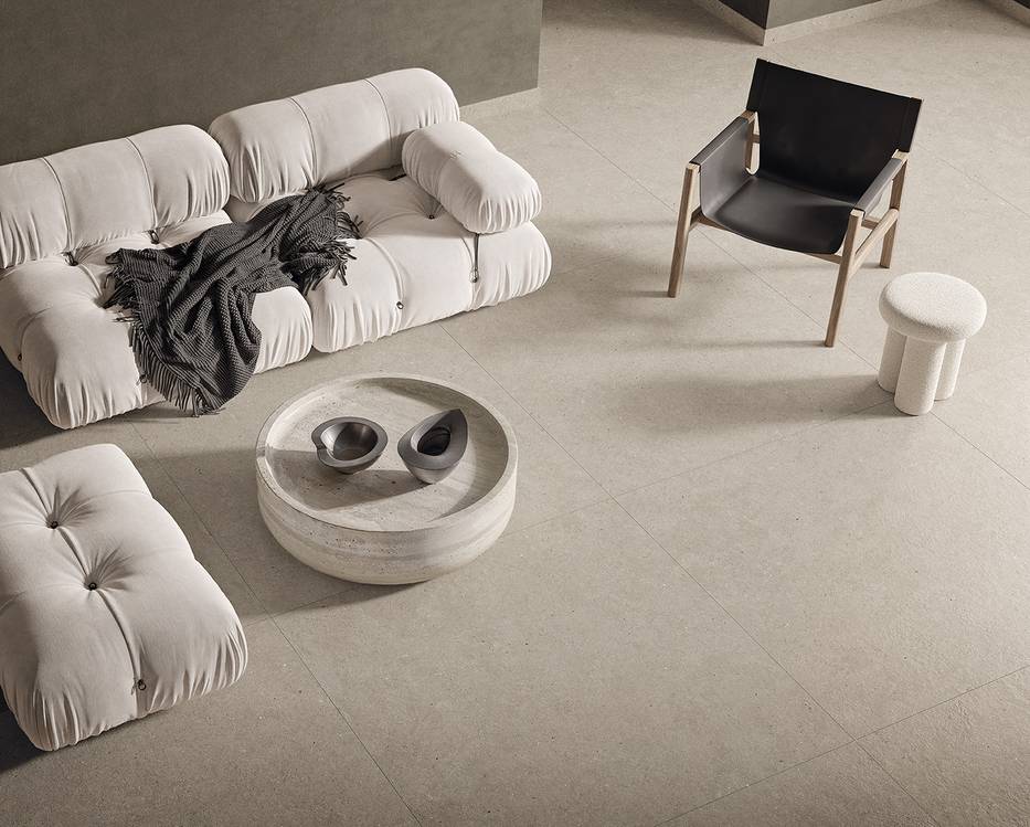 Imagen de ambiente , realizada con baldosas de la colección: MATERIA – GRIS