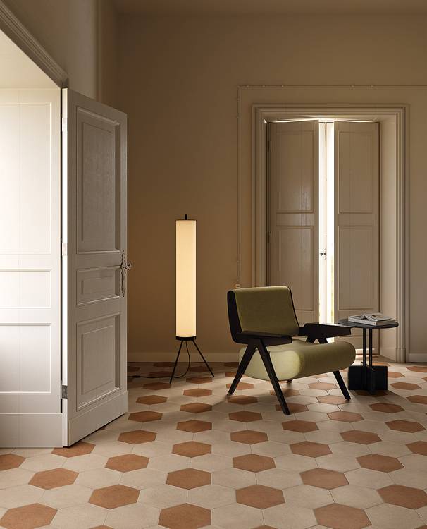 Room view House, created with tiles from the collection: MATERIA PURA porcelain tiles – Other, Beige