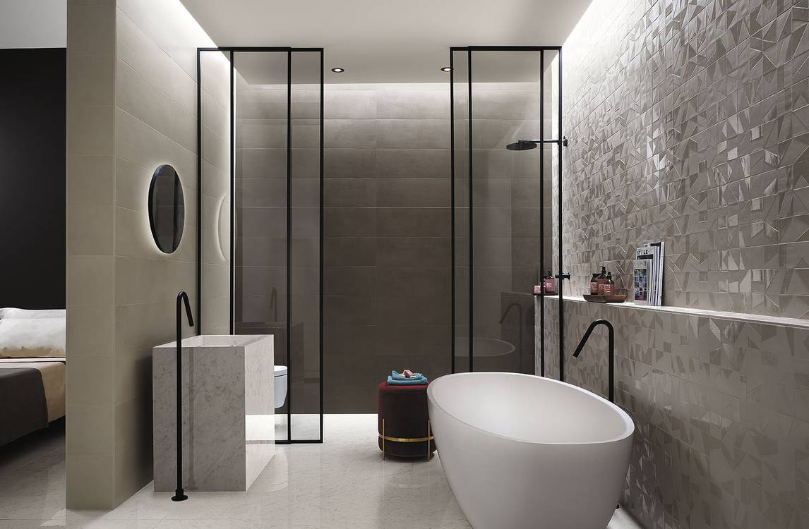 Imagen de ambiente Baño, realizada con baldosas de la colección: MAT&MORE – BEIGE, BROWN, BLANCO