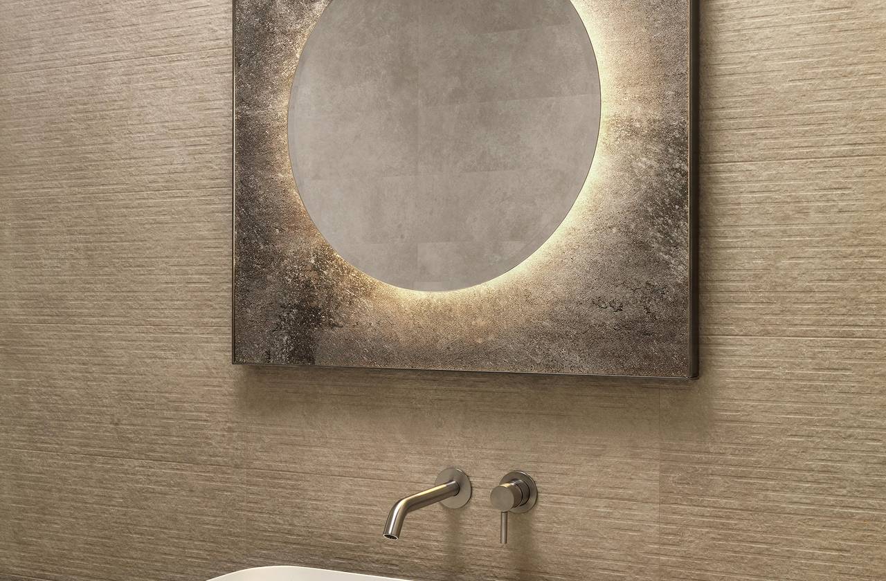 Room view Bathroom, created with tiles from the collection: NOBU – Beige