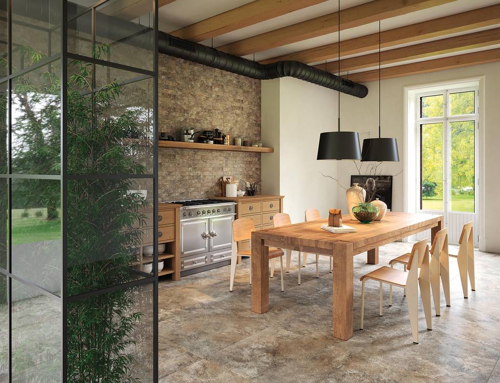 Imagen de ambiente Cocina, realizada con baldosas de la colección: NOBU – BROWN