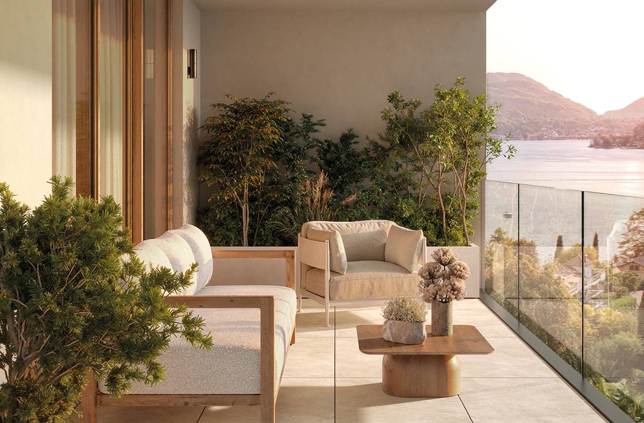 Room view Outdoor, created with tiles from the collection: NOBU – White