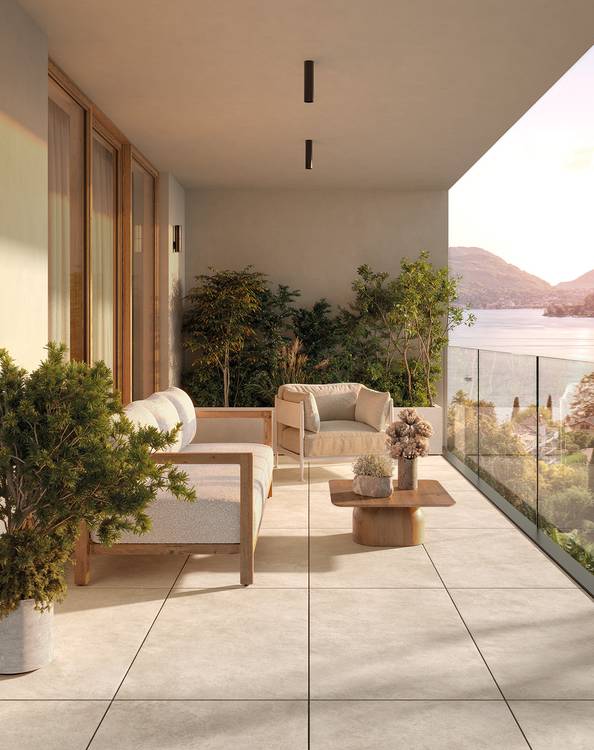 Room view Outdoor, created with tiles from the collection: NOBU – White
