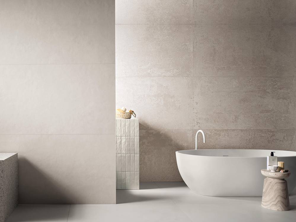 Imagen de ambiente Baño, realizada con baldosas de la colección: OXIDE – BLANCO