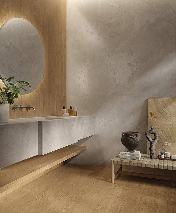 Imagen de ambiente Baño, realizada con baldosas de la colección: PLEIN AIR – BROWN, BEIGE