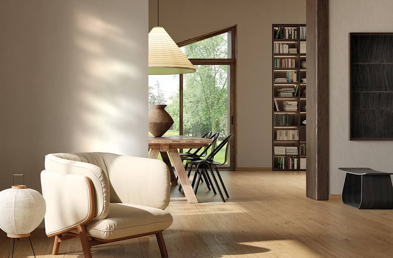 Raumabbildung Hous, gestaltet mit Fliesen aus der Kollektion: PLEIN AIR – BEIGE