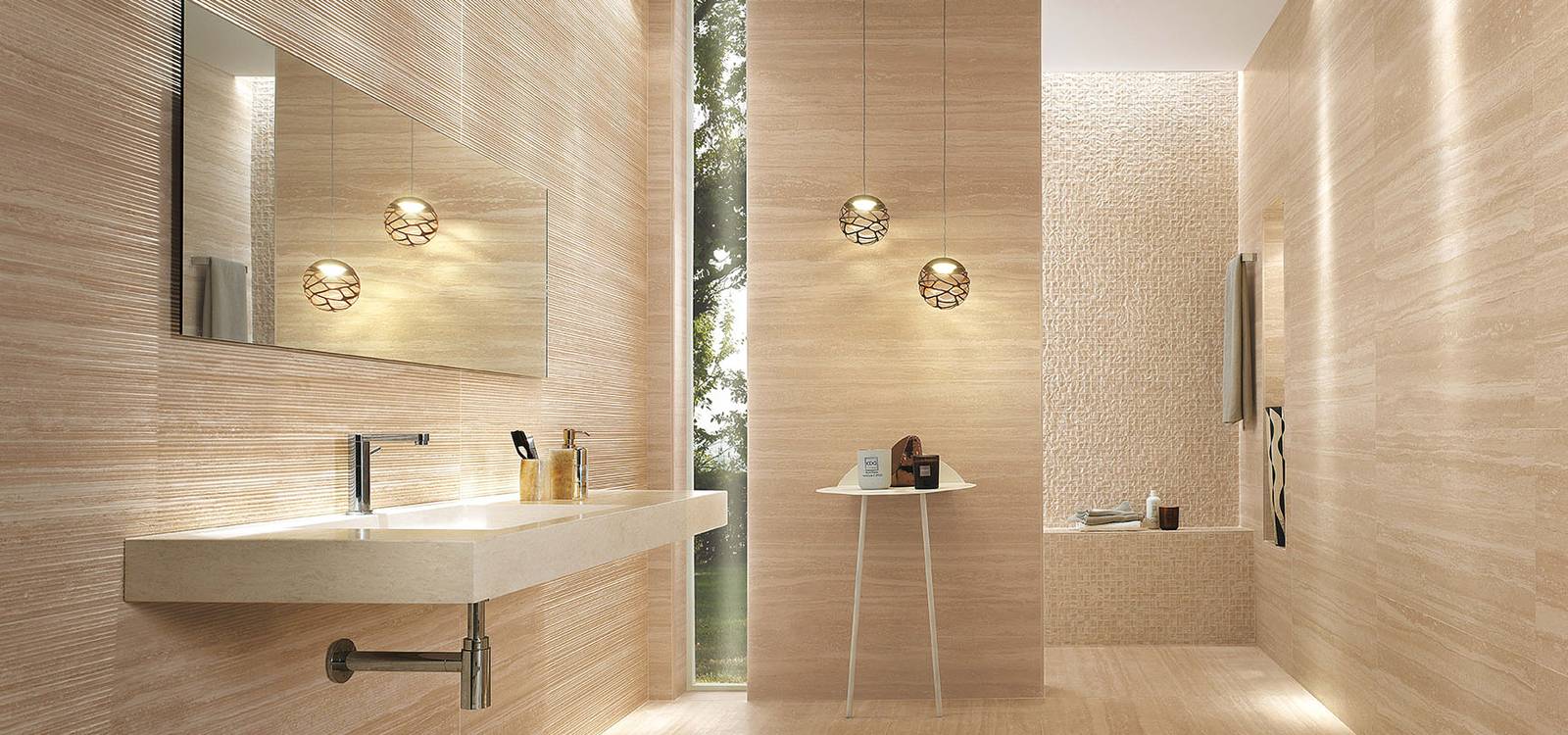 Imagen de ambiente , realizada con baldosas de la colección: ROMA – BEIGE