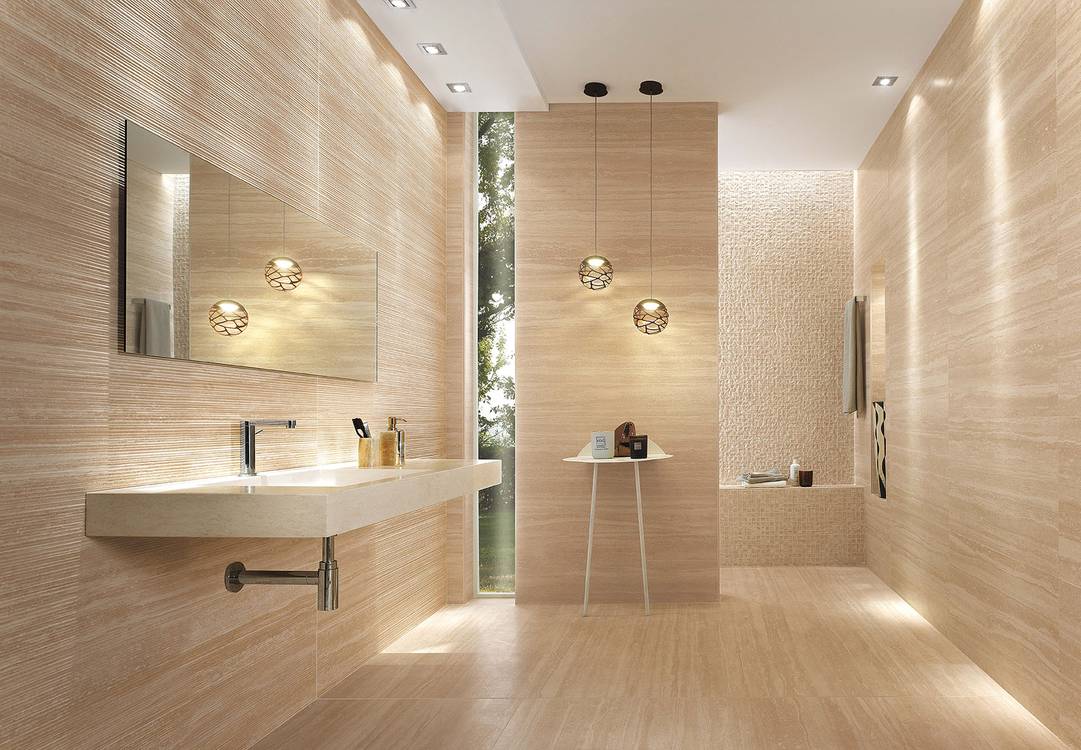 Imagen de ambiente , realizada con baldosas de la colección: ROMA – BEIGE