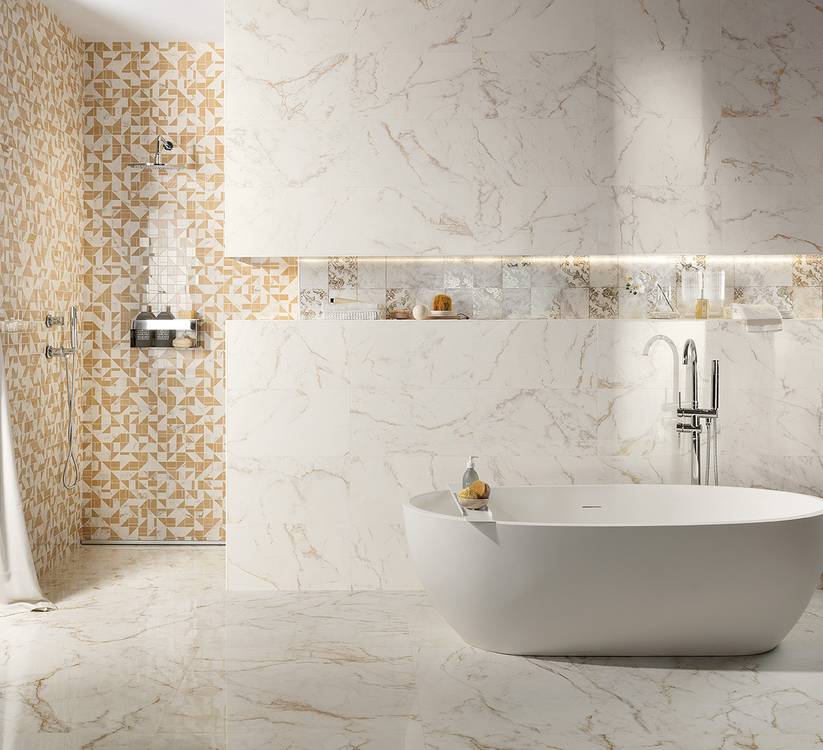 Room view , created with tiles from the collection: FAP MAXXI 120x278 – White