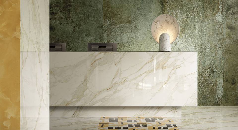 Imagen de ambiente , realizada con baldosas de la colección: OXIDE – Verde, BLANCO