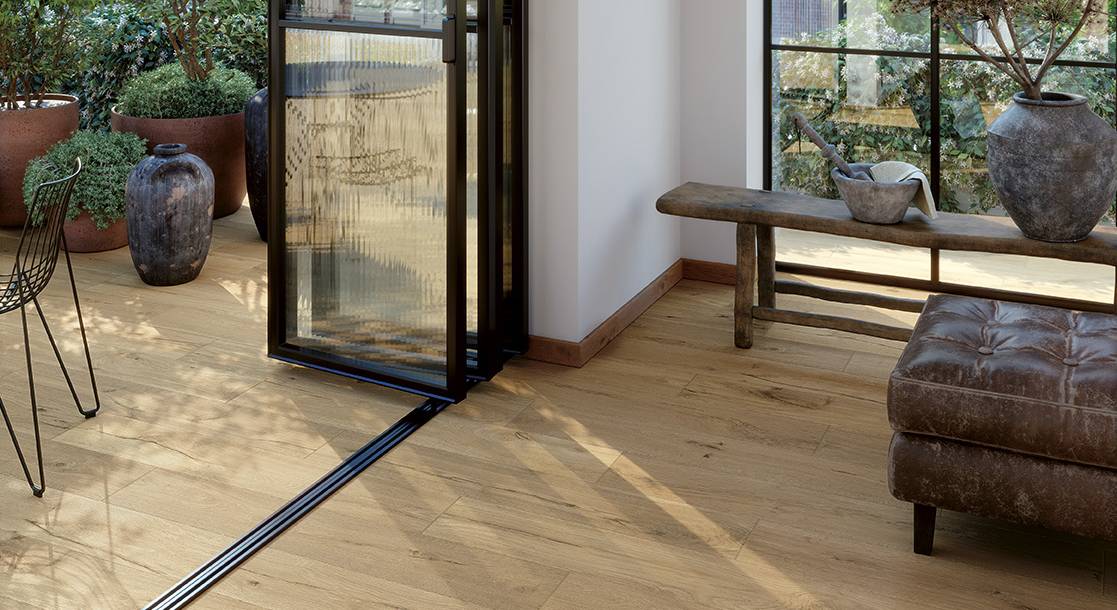 Imagen de ambiente , realizada con baldosas de la colección: ROOTS – BEIGE