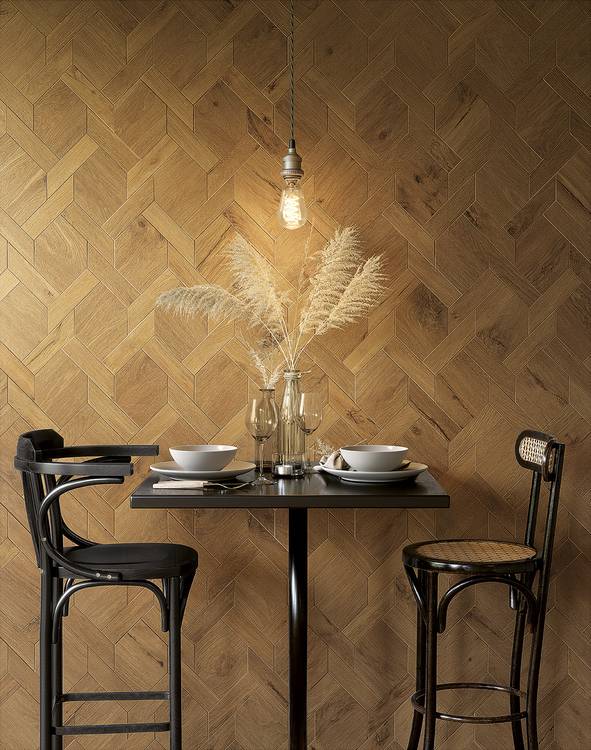 Imagen de ambiente Contrato, realizada con baldosas de la colección: ROOTS – BEIGE