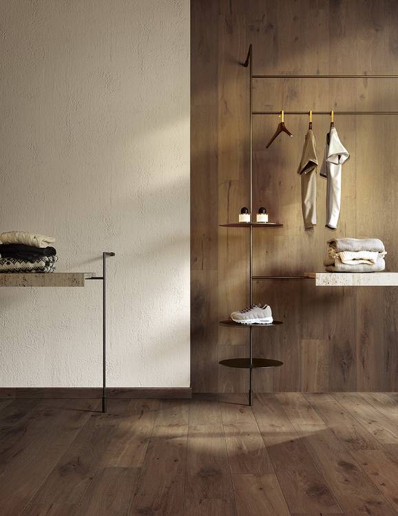 Imagen de ambiente Contrato, realizada con baldosas de la colección: ROOTS – BROWN