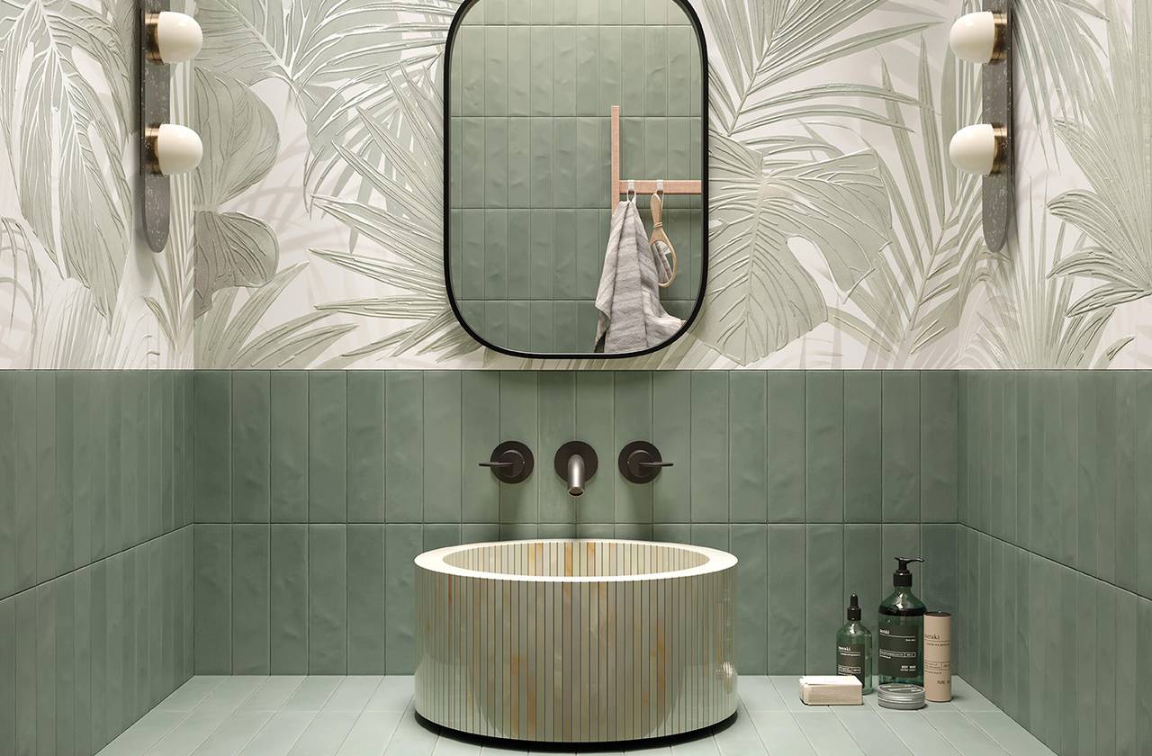 Room view Bathroom, created with tiles from the collection: STILL – Green, Other
