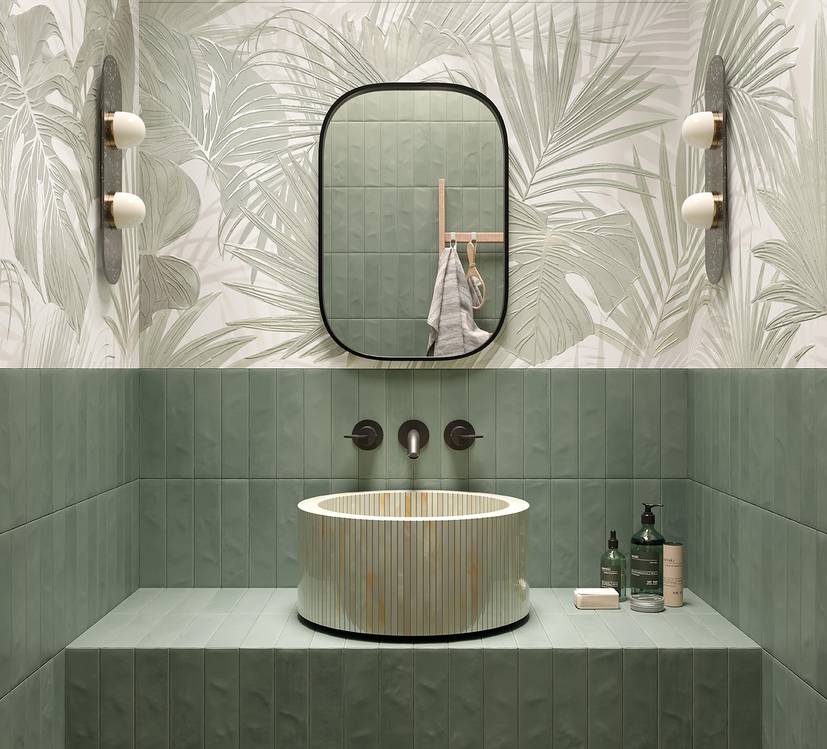 Imagen de ambiente Baño, realizada con baldosas de la colección: STILL – Verde, OTRAS